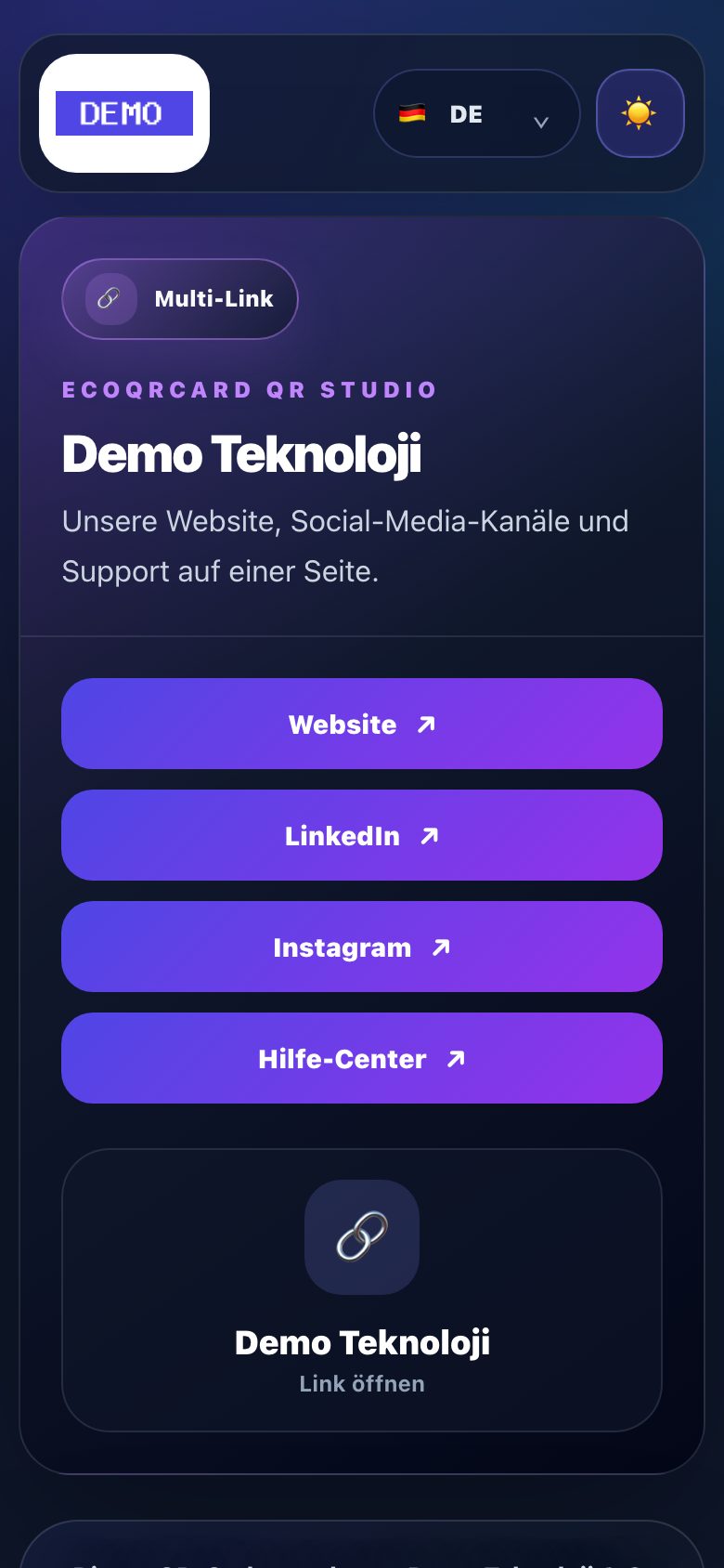 Multi-Link-QR-Seite